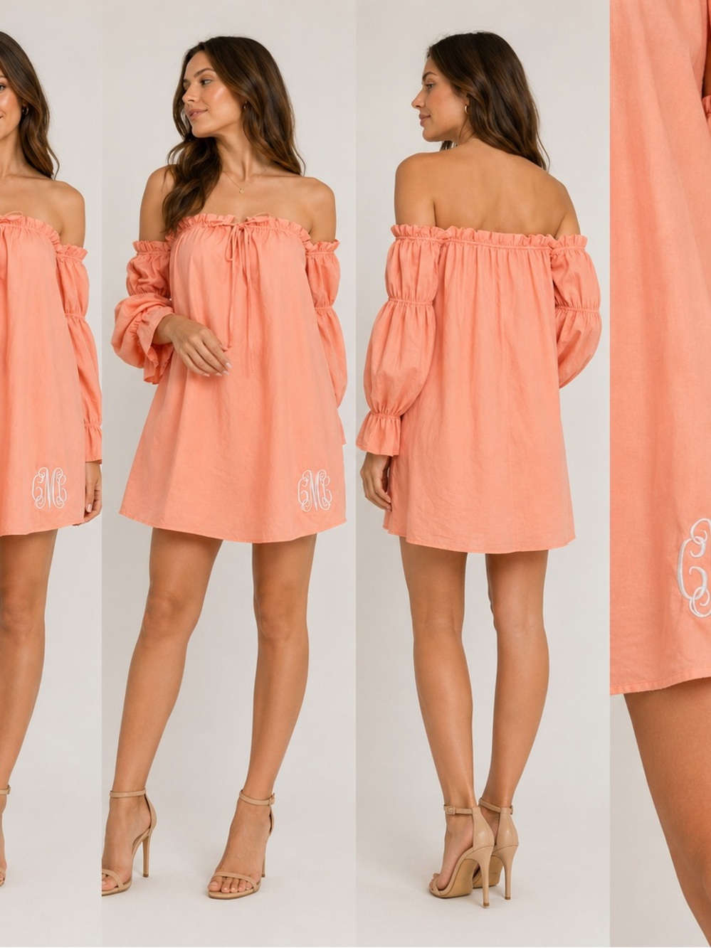 Off the shoulder tunic blouse sz M monogrammed. โ She and sky 6 for $36